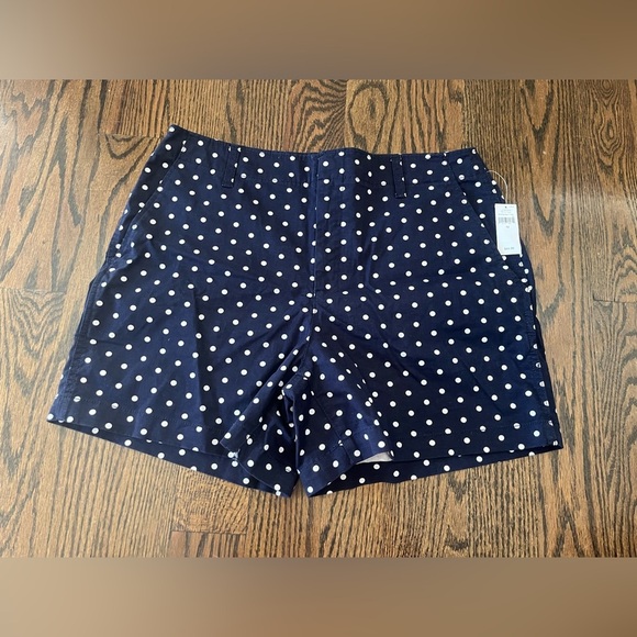 GAP Women's Downtown Khaki Shorts navy white polka dots Sz. 12 NWT - Picture 1 of 8